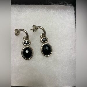 David Yurman Black and Silver Drop Earrings